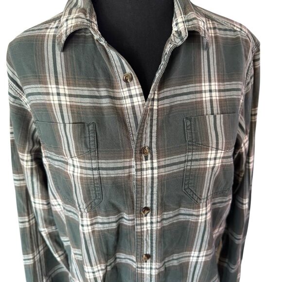 The North Face Purple Label Men’s Small Plaid Flannel Button Down Shirt Green - Picture 5 of 7